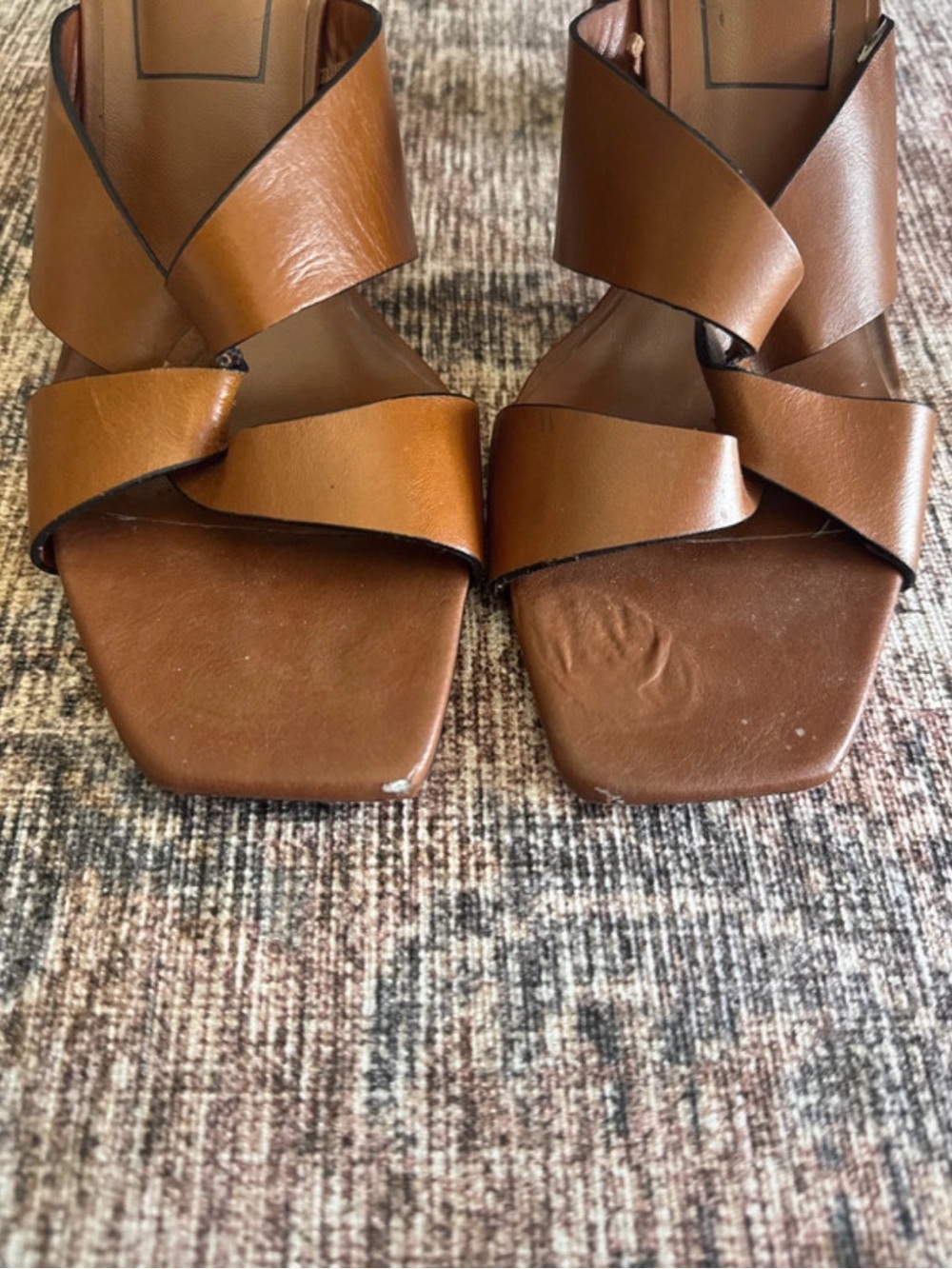 Two Zara Tan Brown Leather Slide Mules - Picture 4 of 6